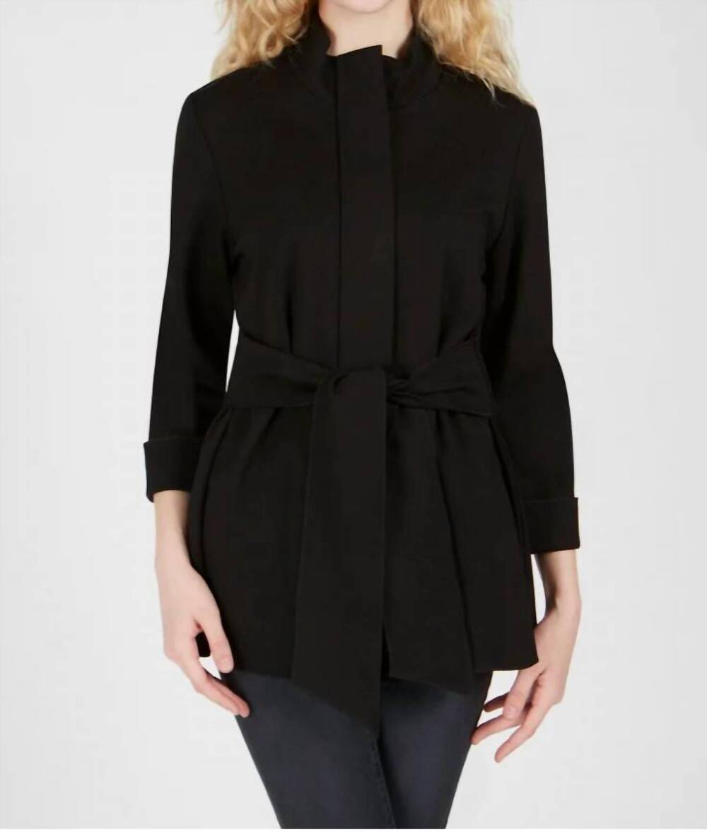 NEW RENUAR woven sashed jacket in carbon